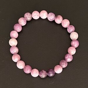 Natural Crystal Lepidolite 8mm Gemstone Stretch Bracelet 7”